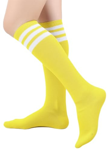 ASFWAGQ Klassische Damen Socken Cheerleader Kostüm Kniestrümpfe Schlauchstrümpfe Sportsocken mit drei Streifen