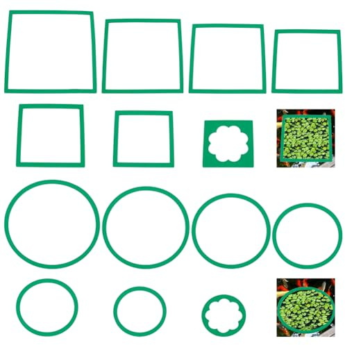 BENECREAT 28Pcs Fish Feeding Ring, 2 Styles 94~193mm/3.7~7.6Inch Aquarium Floating Plant Corral, Fish Tank Aquarium Accessories for Betta (Green)