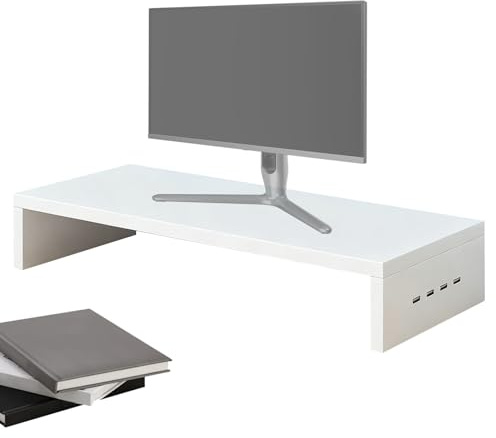 Moniteur de support de support - 4 ports USB, montage de moniteur de conception de stockage 3D, écran d'ordinateur de plateau de table surélevé Riser | Desk monitorr stand pour les moniteurs, les ordi