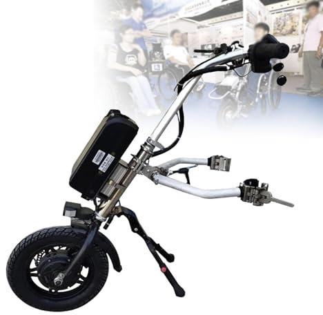 Handbike éLectrique pour Fauteuil Roulant, Commande à 3 Vitesses avec Batterie Amovible, Appareil Pliable Et LéGer pour Une Mobilité Tout-Terrain Et Une Assistance éLectrique Facile,B