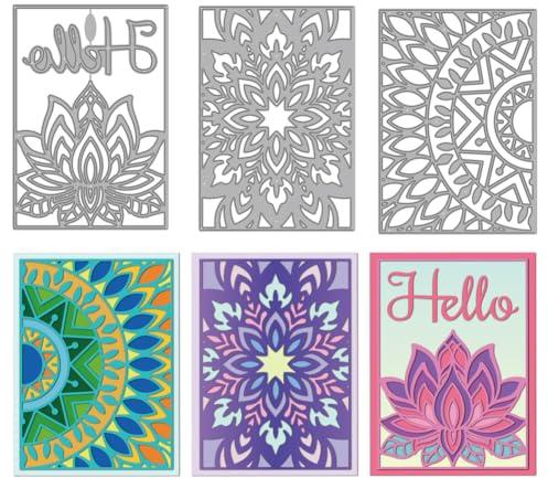 MAYJOYDIY Fustelle Metalliche per Fiori Fustelle per Loto Stencil Sfondo Floreale Fustelle Modello per Goffratura per Fai da Te Lavoretti di Carta Creazione Biglietti Scrapbooking Decorazione Album