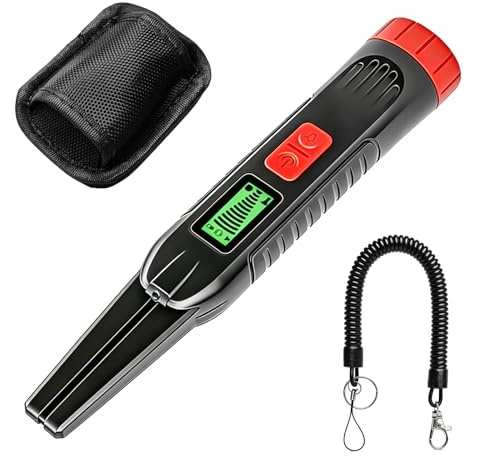 Pinpointer - Détecteur de métaux - Avec lumière LED à 360° - Étanche - Affichage du signal LCD - Pour la sécurité et la chasse au trésor