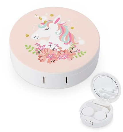 fkgvwo Contact Lens Case White Unicorn Contact Lens Holder Box Container Soak Storage Kit