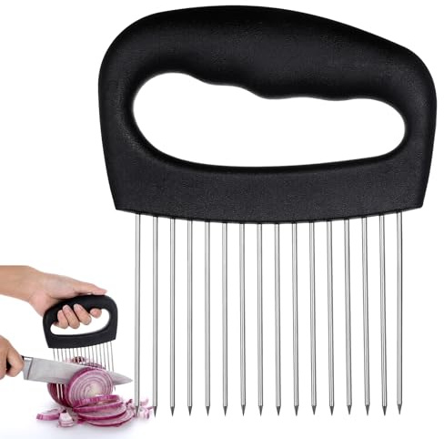 Onion Slicer Vegetable Chopper Stainless Steel Onion Holder for Slicing Tomato Potato Avocados Egg Lemon Food Slicer Meat Tenderizer Tool Kitchen Gadget