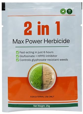 Herbicida Total Ecológico Origen Natural 32 m², Elimina Malas Hierbas y Musgos, Resultados 2 Horas, Diluir 15L Agua, Súper Concentrado, 25G (10 PCS)
