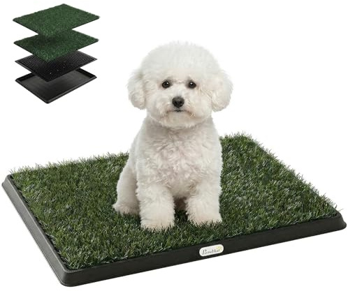 PawHut Toilette pour Chien Gazon, Grille de Drainage, 63x50,5x3,5cm Noir