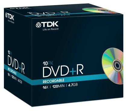 TDK DVD+R Rohlinge 4.7GB 16x 10er Pack Jewel Case