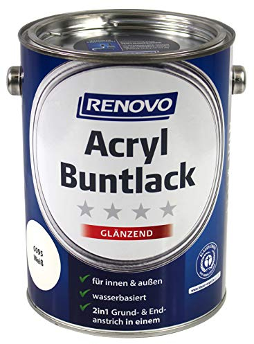 Renovo Acryl Buntlack weiß 0095 2,5 Ltr. glänzend 2in1-Lack Weißlack Glanzlack