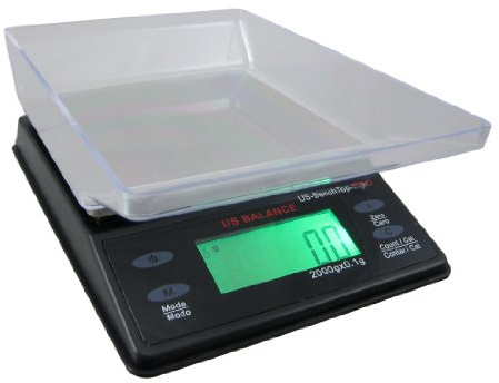US BALANCE Backlit LCD Display Table Scale, 2000 x 0.1gm, Black