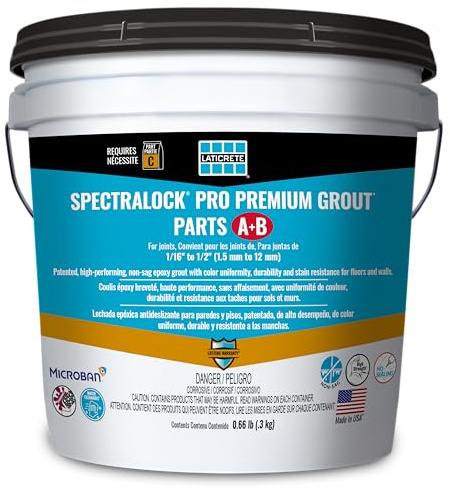 LATICRETE SPECTRALOCK PRO Premium® Durable Stain Proof High Performance East to Use Non Sag Epoxy Tile Grout Mini Parts A&B, 2lb