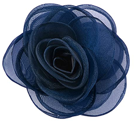 Mecool Frauen schöne Blume Haarspange Rose Broschen Dunkelblau