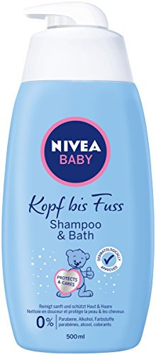 NIVEA BABY Kopf bis Fuss Shampoo & Bad (2 x 500 ml), mildes Babyshampoo & Duschgel mit beruhigender Kamille, sanftes Duschbad für Haut und Haare mit Augenschutz