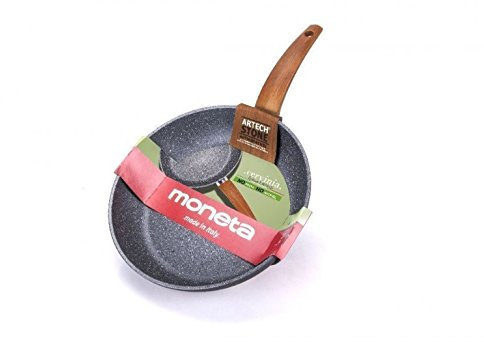 Moneta cervinia padella con rivestimento a tripla forza antiaderente con particelle minerali resistente ai graffi e all'usura, massima efficenza sui piani di cottura. (30)