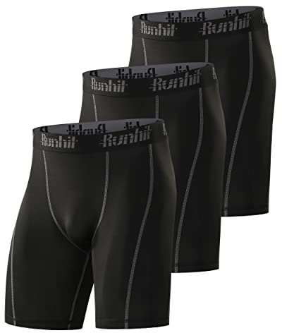 Runhit Lot de 3 Short Compression Homme Boxer Sport Fitness Short Running Homme pour Cycliste Basketball Foot Tennis Rugby XXL