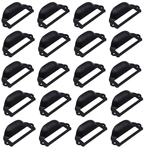 LepoHome 20 delar 82 x 40 mm svart korthållare låddrag/etikett ramar kort/tagg drag/skåp ramhandtag/filnamn korthållare för kontorsmöbler skåp låda låda fodral hårdvara