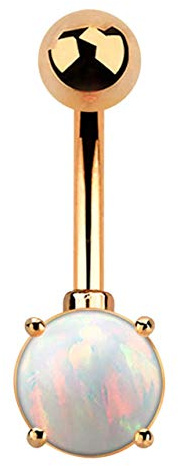 Bauchnabel Piercing Banane 1,6 mm rosegold mit 7 mm Opal