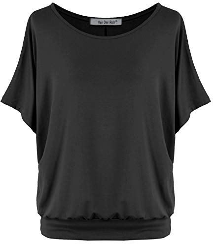 Van Der Rich ® - Oversize T-Shirt mit Fledermausärme - Damen(Schwarz, M)