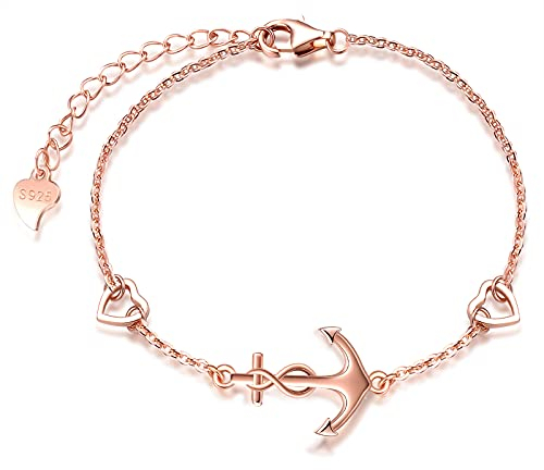 INFINIONLY Damen Mädchen Armbänder, 925 silber armband, Anchor armband, armbänder mit anker und unendlichkeitssymbol, rose gold