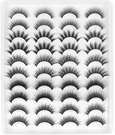 Ciglia Finte Naturali 3D Naturale Ciglie Finte sottili 20 Paia Multipack 5 Stili lunghe volume e Corte Sottili Cat Eye False Lashes Fluffy Fatto a Mano per Trucco di Glowing Win