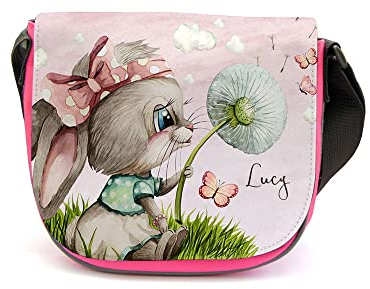 ilka parey wandtattoo-welt Kindergartentasche Hase Häschchen mit Pusteblume rosa Kindertasche Wunschname kgt53
