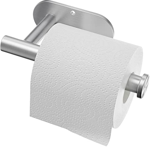 Toilettenpapierhalter Selbstklebend, 304 Edelstahl Klopapierhalter, Lange Gehalten Starke Adhäsion Rollenhalter für Toilette Badezimmer Hotel (Silber)