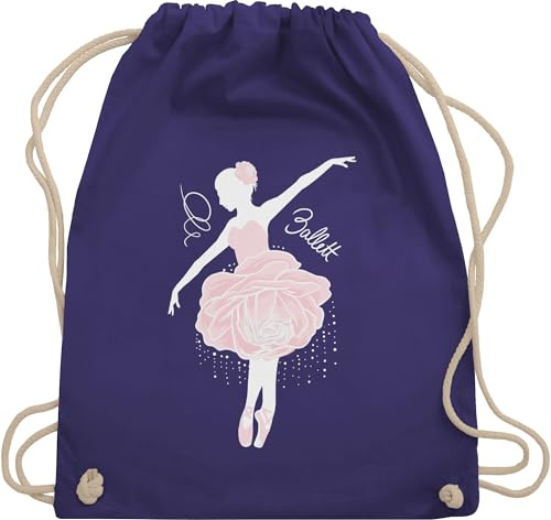 Shirtracer Turnbeutel Rucksack - Kinder Sport Kleidung - Ballerina - weiß/rosa - Unisize - Lila - sportbeutel kinderturnbeutel tanzen ballett stoffrucksack beutel tanz dance stoffbeutel kordelzug