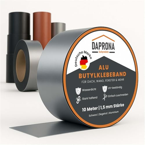 DAPRONA Vattentät butyltejp för reparationer 10m x 100mm aluminium