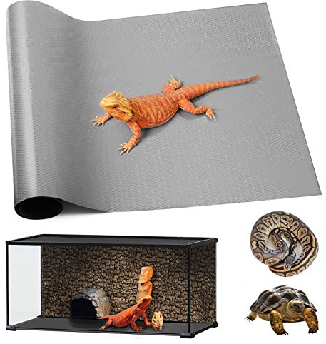 Tappeto rettile, substrati di drago barbuto, tappetino per biancheria da letto tartaruga, lucertola tartaruga, accessori per serbatoio rettile iguana grigio (44.5x90 cm)