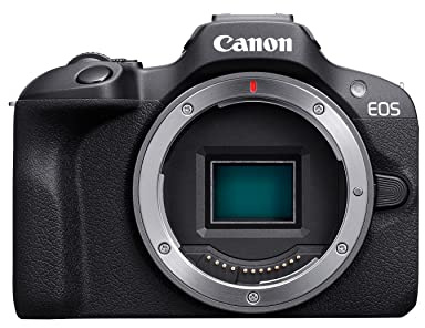 Canon Appareil photo sans miroir EOS R100, montage RF, 24,1 MP, processeur d'image DIGIC 8, prise de vue continue, détection des yeux, vidéo Full HD, 4K, petit, léger, Wi-Fi, Bluetooth, création de