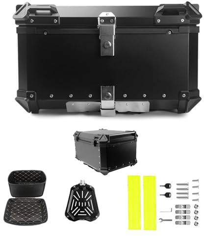 PQPQLI Motorradkoffer Top-Case Roller Und Motorrad Koffer Schwarz Motorradtasche Helmkoffer, Wasserdichtes Design, Wird Mit Sicherheitsschloss Und Montagematerial Geliefert(Color:Black,Size:100L)