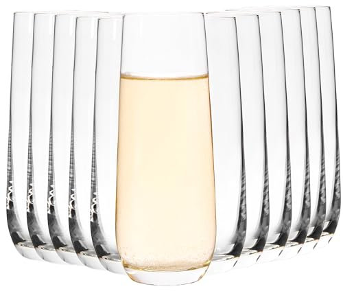 UMI UMIZILI Lot de 12 flûtes à champagne sans pied avec forme moderne, verres à vin mousseux pour fête, bar, restaurant, transparent, passent au lave-vaisselle