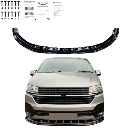 Frontlippe Frontspoiler kompatibel mit VW VOLKSWAGEN Transporter T6 1 2019 bis 2024 v4 mit ABE TÜV Schwarz Glänzend
