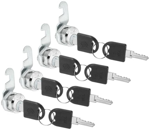 PATIKIL Drawer Locks with Keys 4 Pcs 5/8(16mm) Cabinet Cam Locks Zinc Alloy Tool Box Lock Replacement Keyed Alike for Cupboard Household Mailbox RV Door Lock, Silver