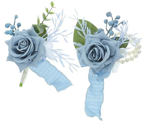 TINEASUR Blumenschmuck Set Handgelenk Corsage Und Boutonniere Kunstblumen Für Hochzeiten Feiern Leichte Armbänder Set Für Damen Und Herren