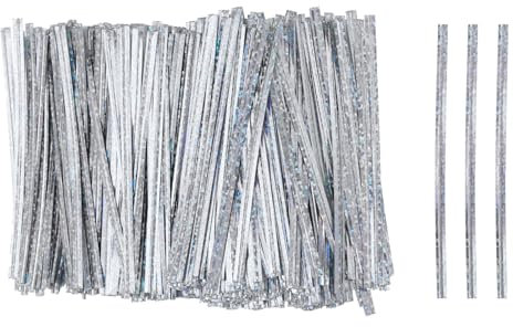 sourcing map 500pcs Bag Twist Ties 4 Reusable Plastic Twist Ties Wire Cable Ties for Party Bread Candy Cake, Silver