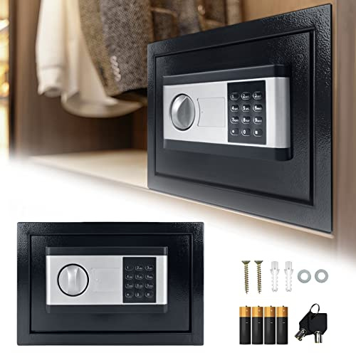 XMTECH Safe Tresor Elektronischer aus Stahl Safe Möbeltresor Wandtresor, Digital PIN-Code Tresor mit 2 Schlüssel, Elektronik Safe Stahlsafe Tresor Doppelstahlbolzen - 12L (31 x 20 x 20 cm)