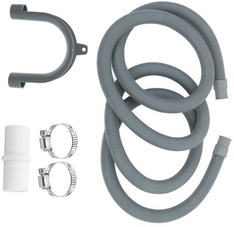 jojofuny 2.5m Washing Machine Drain Hose Corrugated Washer Drain Hose Portable Dishwasher for Wash Machine U-Bend Holder