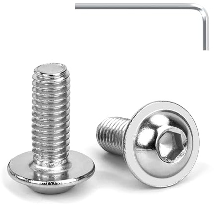 Tunejoy Tornillos de Cabeza Alomada con Brida M6 x 16 mm Tornillo de Cabeza Hexagonal de Acero Inoxidable A2 V2A Tornillos Máquina con llave Allen Rosca Completa 20 Piezas