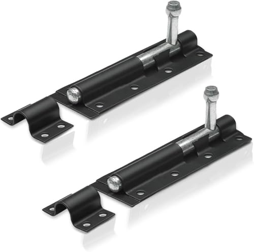 2 Pack Heavy Duty Tower Bolt Black 200mm (8), Door Lock Bolt, Strong Black Coated Door Barrel Bolt, Durable Slide Bolt for Increasing Security on Garden Gates & Shed Doors
