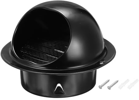 PATIKIL 4 Inch Vent Round Cover, Stainless Steel Exterior Wall Air Vent Louvered Soffit Vent Exhaust Outlet Hood for HVAC Ducting Exhaust Extractor Fan, Black