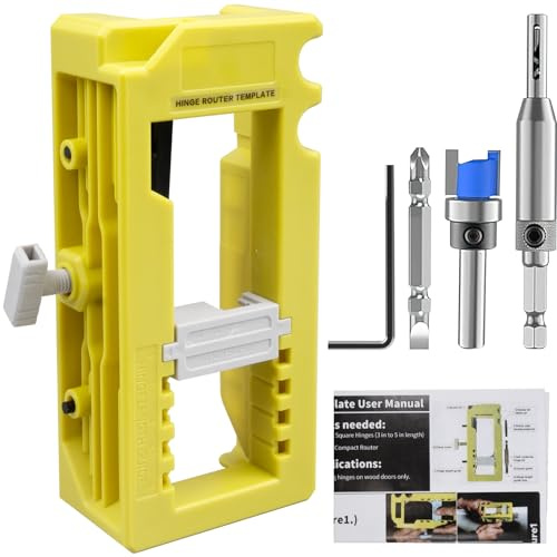 Door Hinges Jig, Door Hinge Mortiser, Router Installation Kit, Mortise Mounting Template Fits 7.5-12.5 cm Length and 0.6 cm or 1.6 cm Thickness (Green)