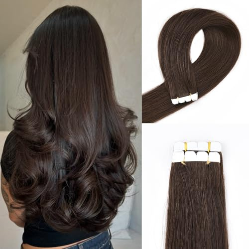 Originea Tape In Extensions Echthaar, 20 Pieces, 40g, 40cm, Dark Brown Extensions Echthaar, Real Hair, Invisible Tape Extensions, Silky Skin Weft Tape Ins #2