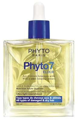 Phyto Paris - Phyto 7 - Huile Sublimatrice Universelle - Huile Cheveux Secs à Très Secs - Soin Cheveux Multi-Usages : Nutrition, Coiffage et Finition - 99 pourcent d'Ingrédients d'Origine Naturelle
