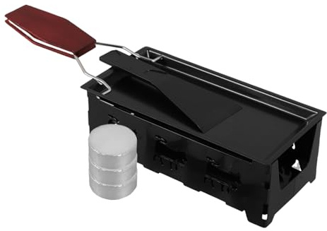 NUOBESTY Foldable Mini Cheese Melt Tray Set Wooden Handle, Non-Stick Carbon Steel Grill Pan for Indoor Baking, Includes 3 Candles, for Home Cheese Raclette and Cooking