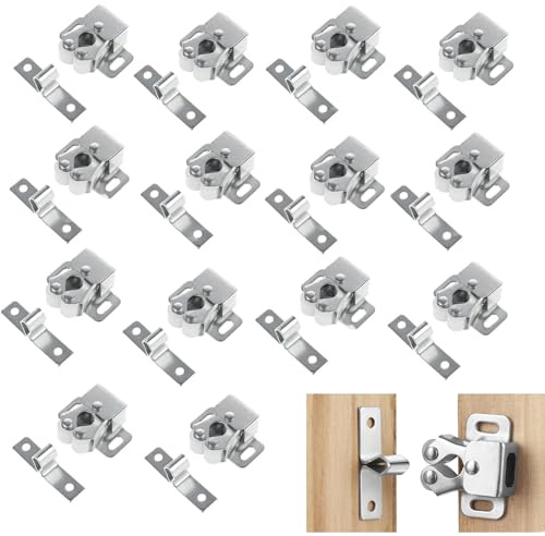 24 Stück Möbelschnäpper Schranktür Doppel-Rollenschnäpper, Roller Catch Schrankverschlüsse mit 96 Schrauben + 1 Schraubendreher, Schranktür Kleiderschrank Tür Latch Fang Türschnäpper für Schränk