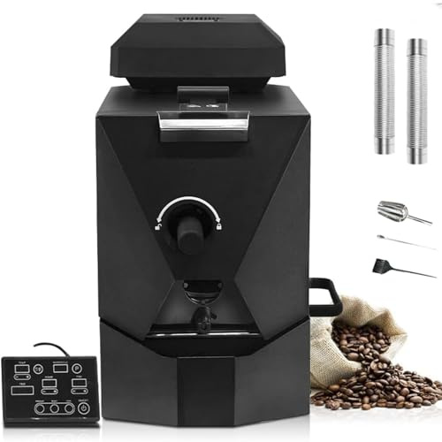 FLNOZAMZ Electric Coffee Bean Roaster Commercial Roaster - with 3 Baking Curve - Smokeless Coffee Bean Roasting Machine with Smoke Filter & 2 Chimney Tube