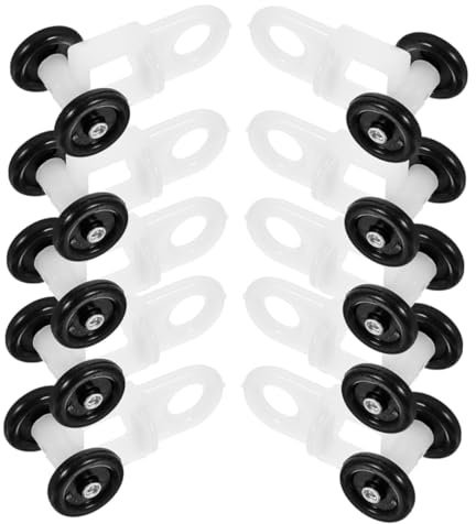 TOBBOMEY 10Pcs Mini Two-Wheel Curtain Track Rollers with Hooks Silent Noise Reduction Ceiling Track Gliders for Window and Shower Drapery Rail Accessories