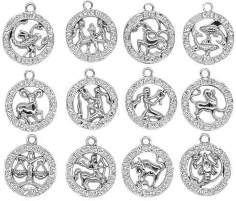 SHERCHPRY Sternzeichen Anhänger aus Legierung Silbern Zart und Kreativ für Selbstgemacht Schmuck und Bastelarbeiten 12 Stück