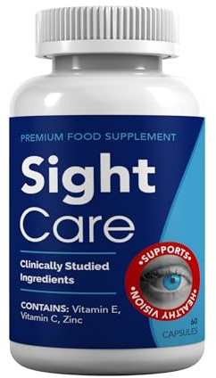 Sight Care Eye Support Capsules – with Bilberry, Lutein 10mg, Zeaxanthin 2mg, Pine Bark, Vitamin C, Vitamin E & Zinc – 60 Vegan Capsules – Supplements Sanctuary