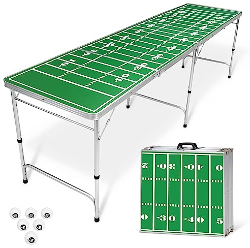 GoPong 8 Foot Portable Beer Pong / Tailgate Tables (Green, Football, American Flag, or Custom Dry Erase)